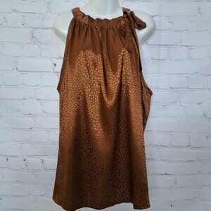 BTFBM Leopard Print Satin Halter Flowy Top Size XXL